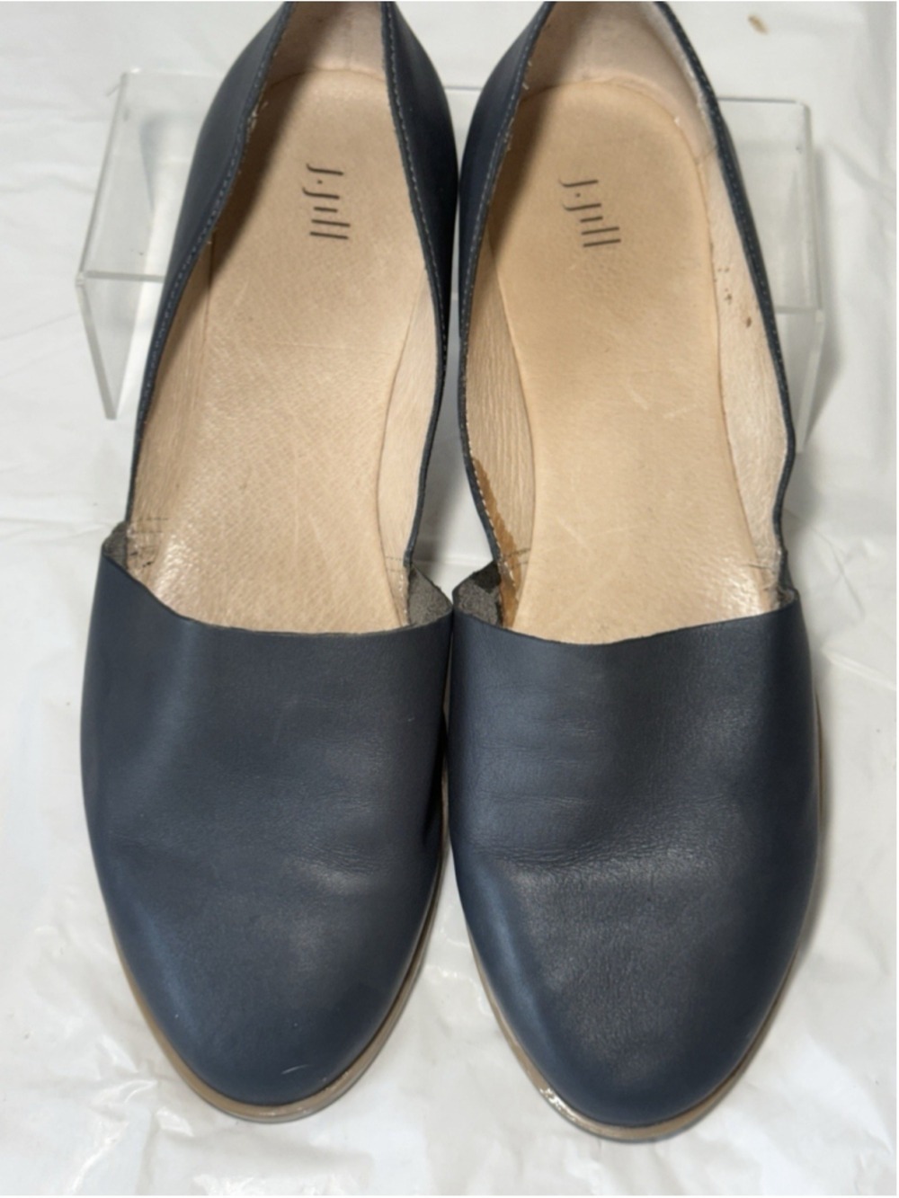 J Jill Black Leather Ballet Flat D'orsay Slip on Shoe Women sz 9.5 classic